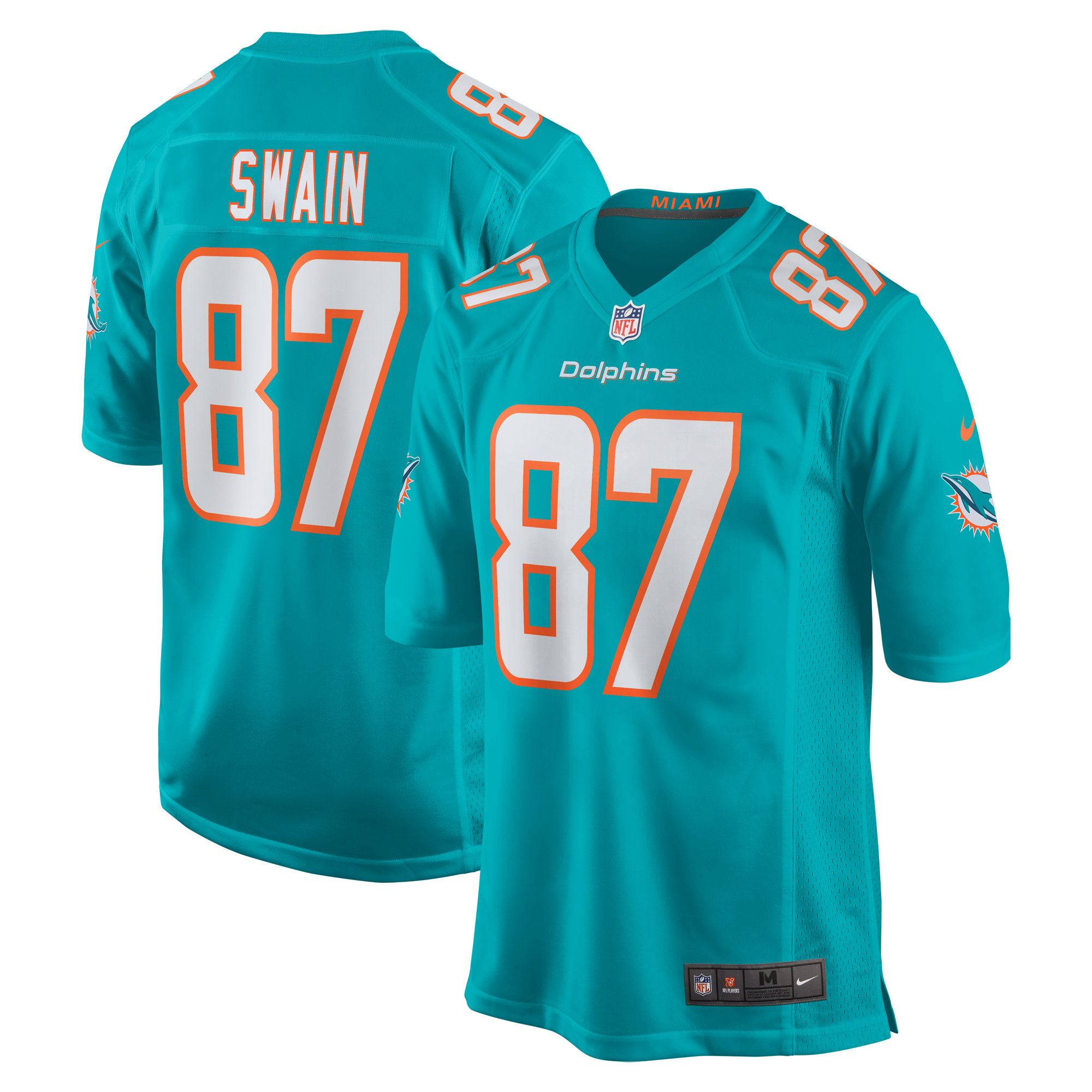 Miami Dolphins Freddie Swain Aqua Game NFL Jersey Men's