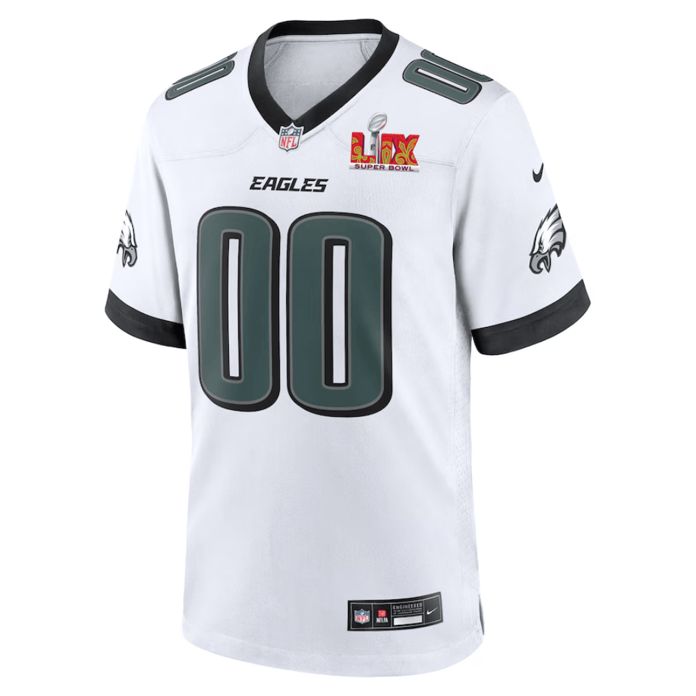 Philadelphia Eagles Super Bowl LIX Patch Game Custom White NFL Jersey Men's
