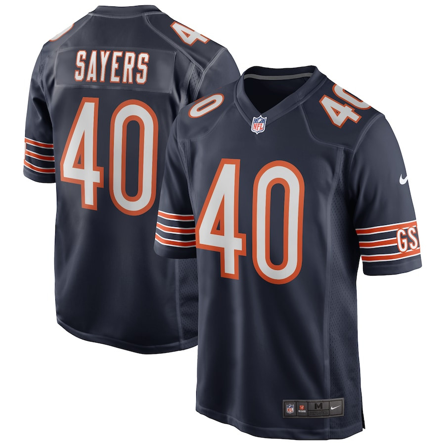 Gale Sayers 40 Chicago Bears Game Retired Navy NFL Jersey Men's