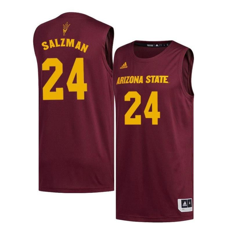 24 Jordan Salzman Maroon Arizona State Sun Devils NCAA Jersey Men's