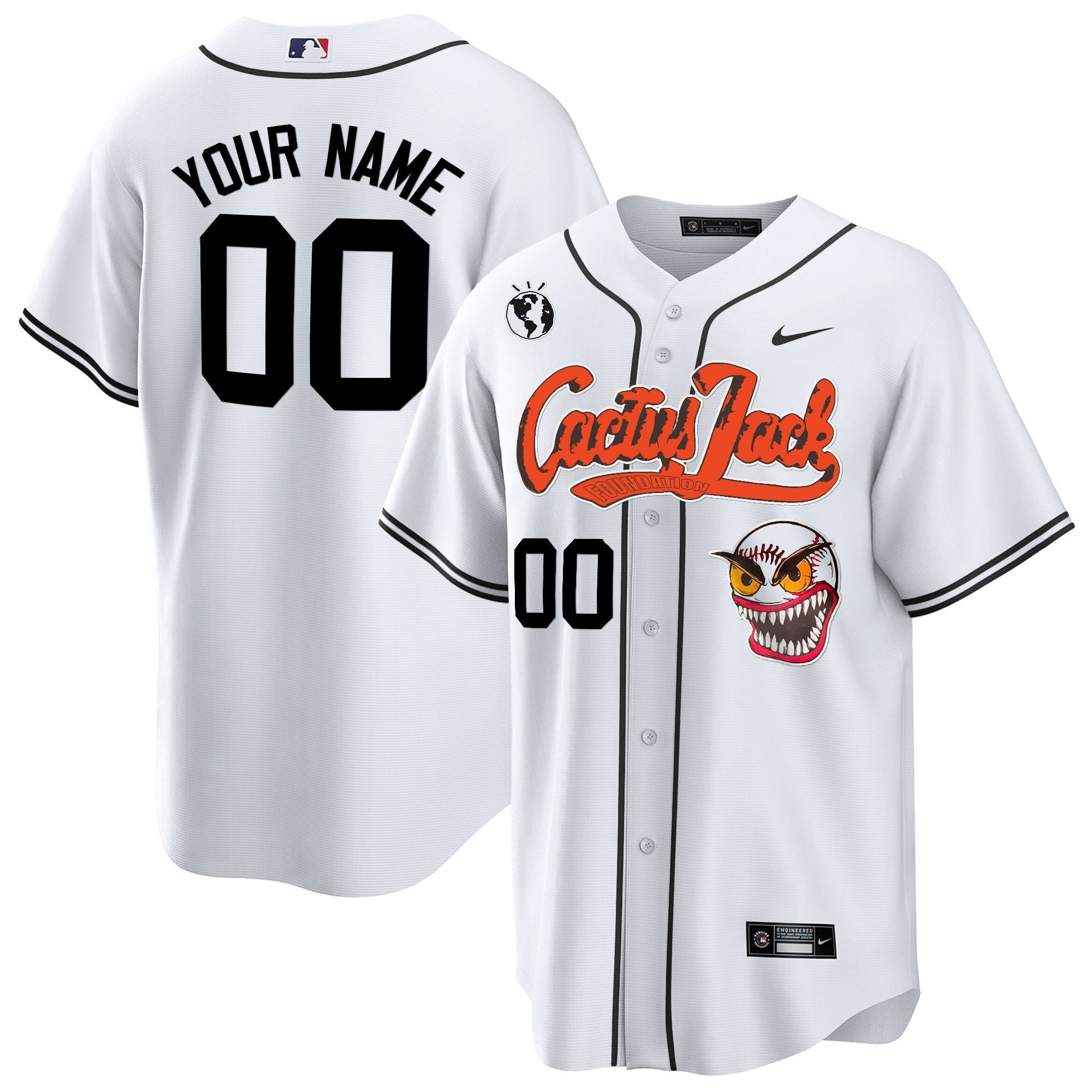 Houston Astros Cactus Jack Custom White MLB Jersey Men's