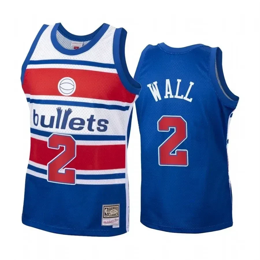 John Wall 2 Washington Wizards Blue Hardwood Classics NBA Jersey Men's