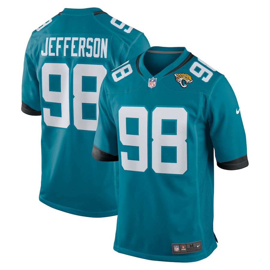 Jordan Jefferson 98 Jacksonville Jaguars Team Game Teal NFL Jersey Men's