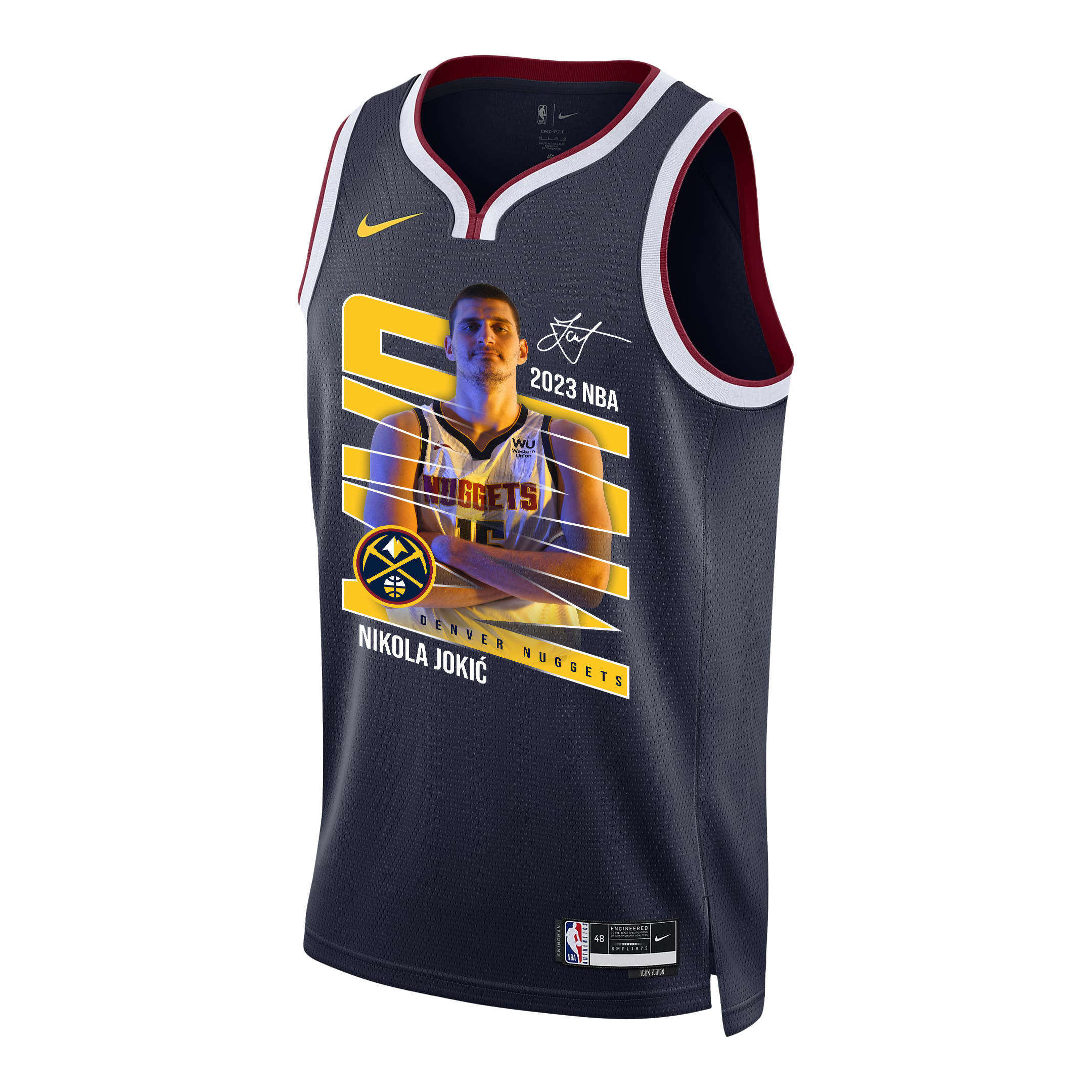 Nikola Jokic 15 Denver Nuggets Clown Prince 2023 Champions Swingman Black NBA Jersey Men's