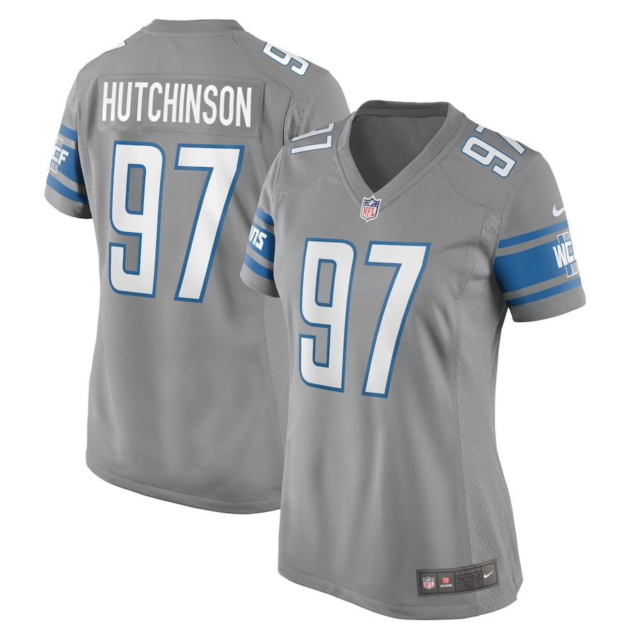 Aidan Hutchinson 97 Detroit Lions Game Silver NFL Jersey Women's