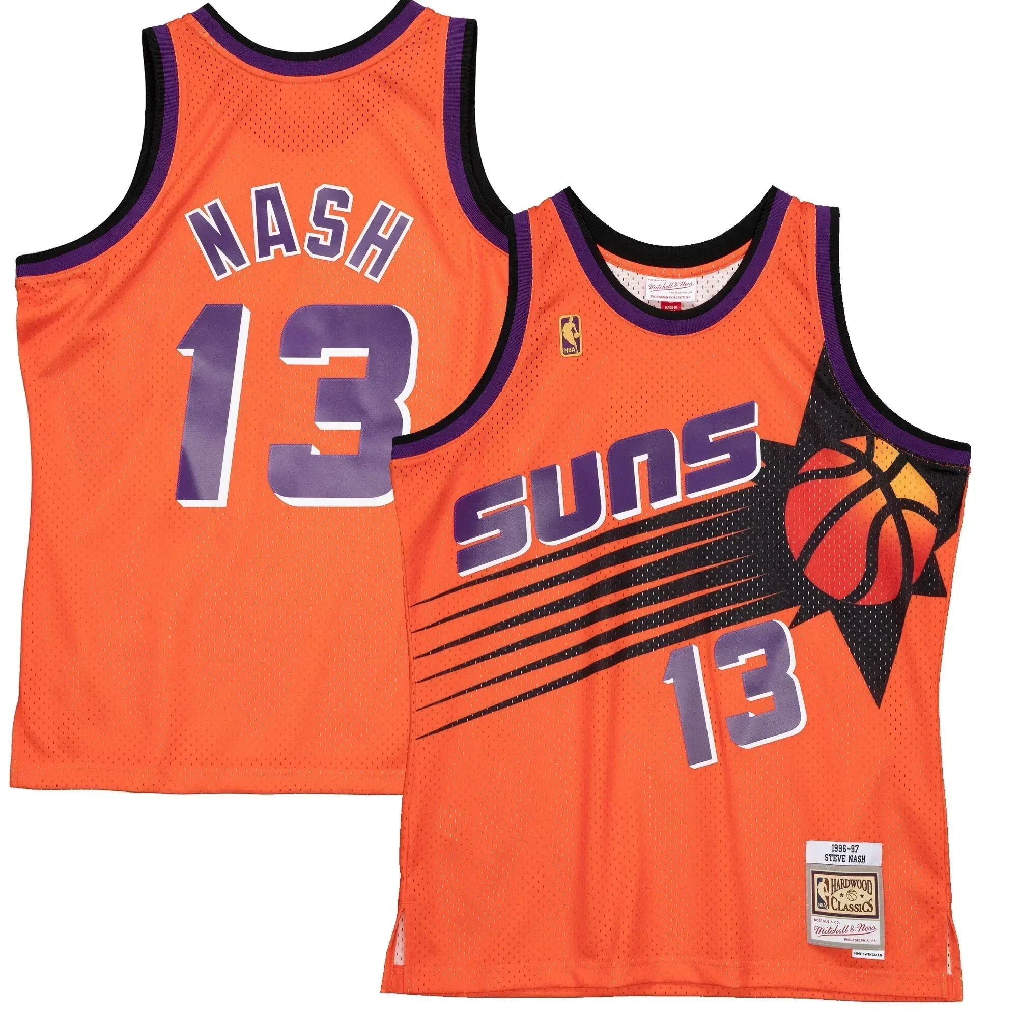 Steve Nash Phoenix Suns Mitchell Ness 1996-97 Hardwood Classics Reload 2.0 Swingman Orange NBA Jersey Men's