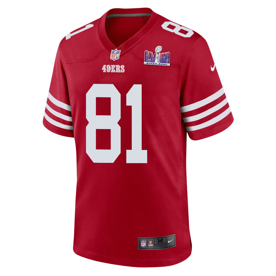 Cameron Latu 81 San Francisco 49ers Super Bowl LVIII Patch Game Scarlet NFL Jersey Men's