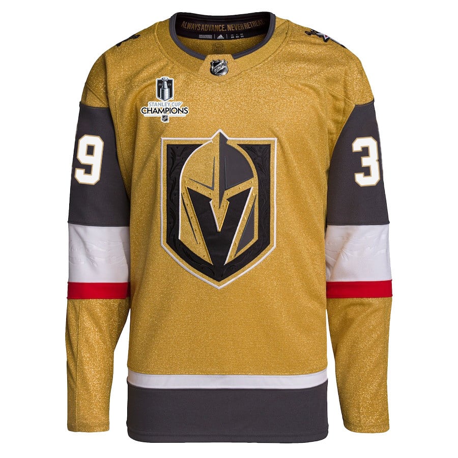 Laurent Brossoit 39 Vegas Golden Knights Stanley Cup 2023 Champions Patch Home Breakaway Gold NHL Jersey Men's