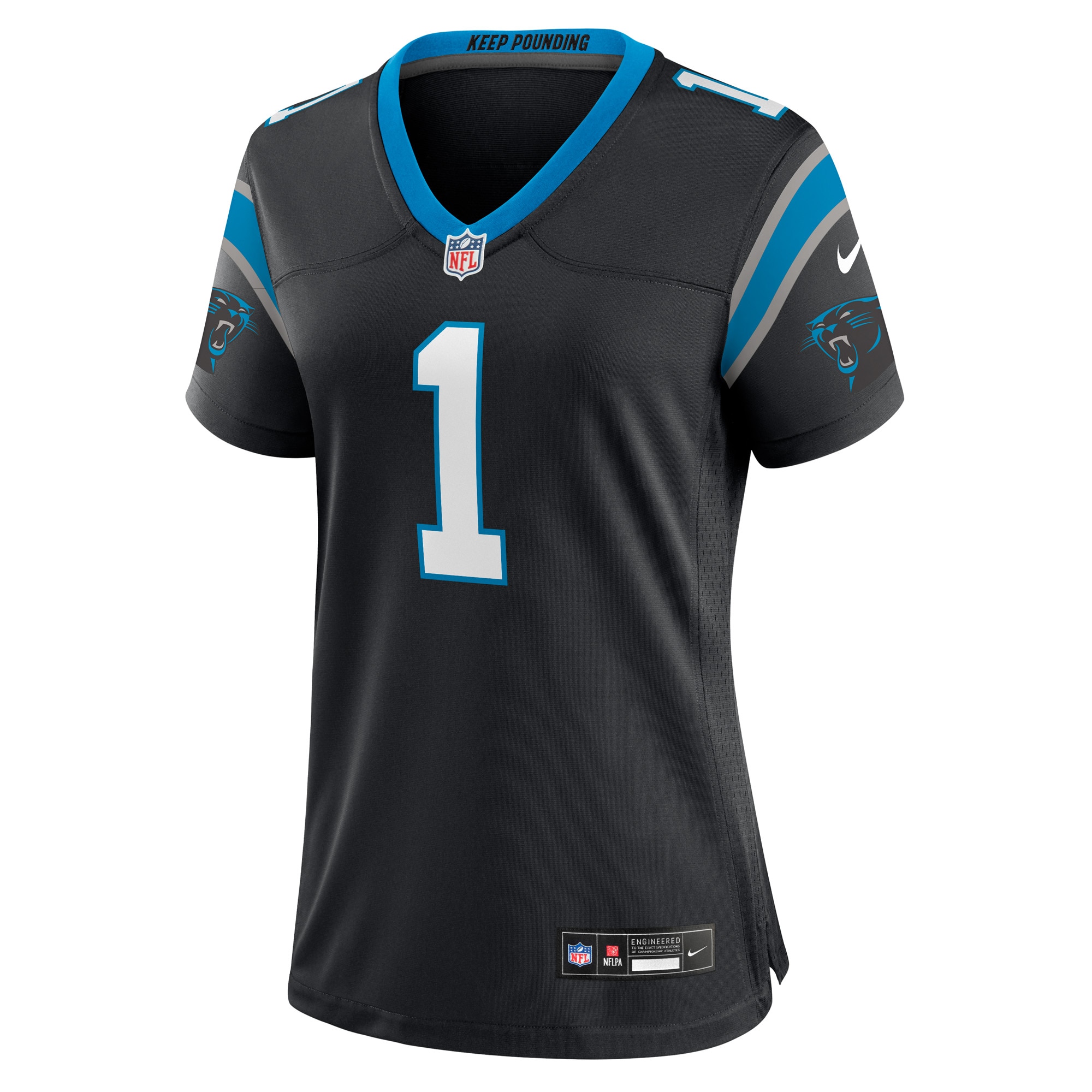 Carolina Panthers Number 1 Bride Black Game NFL Jersey Women's
