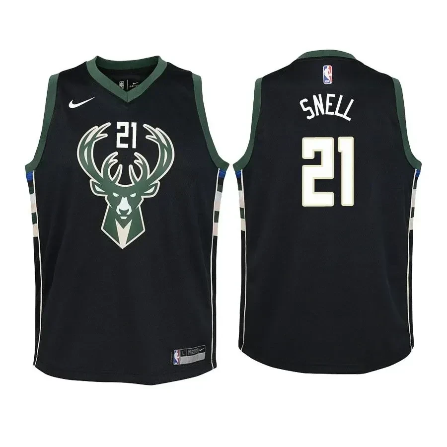 Bucks Tony Snell 21 Statet Black NBA Jersey Youth