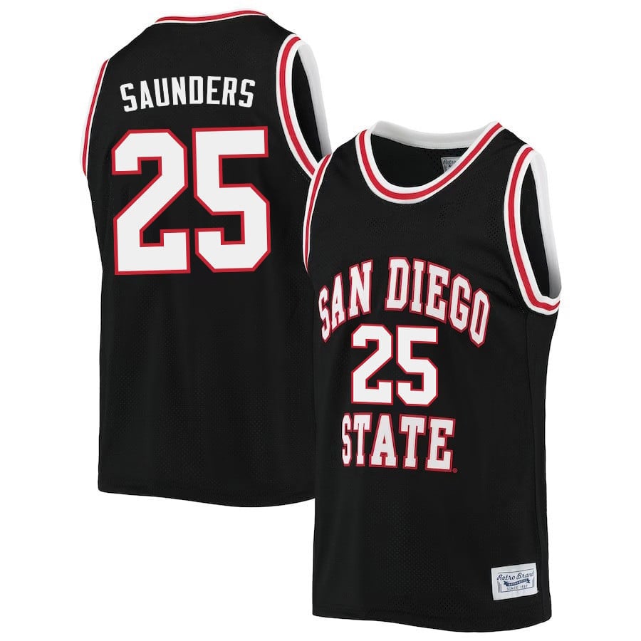 Elijah Saunders 25 San Diego State Aztecs 2023- Black NCAA Jersey Men's