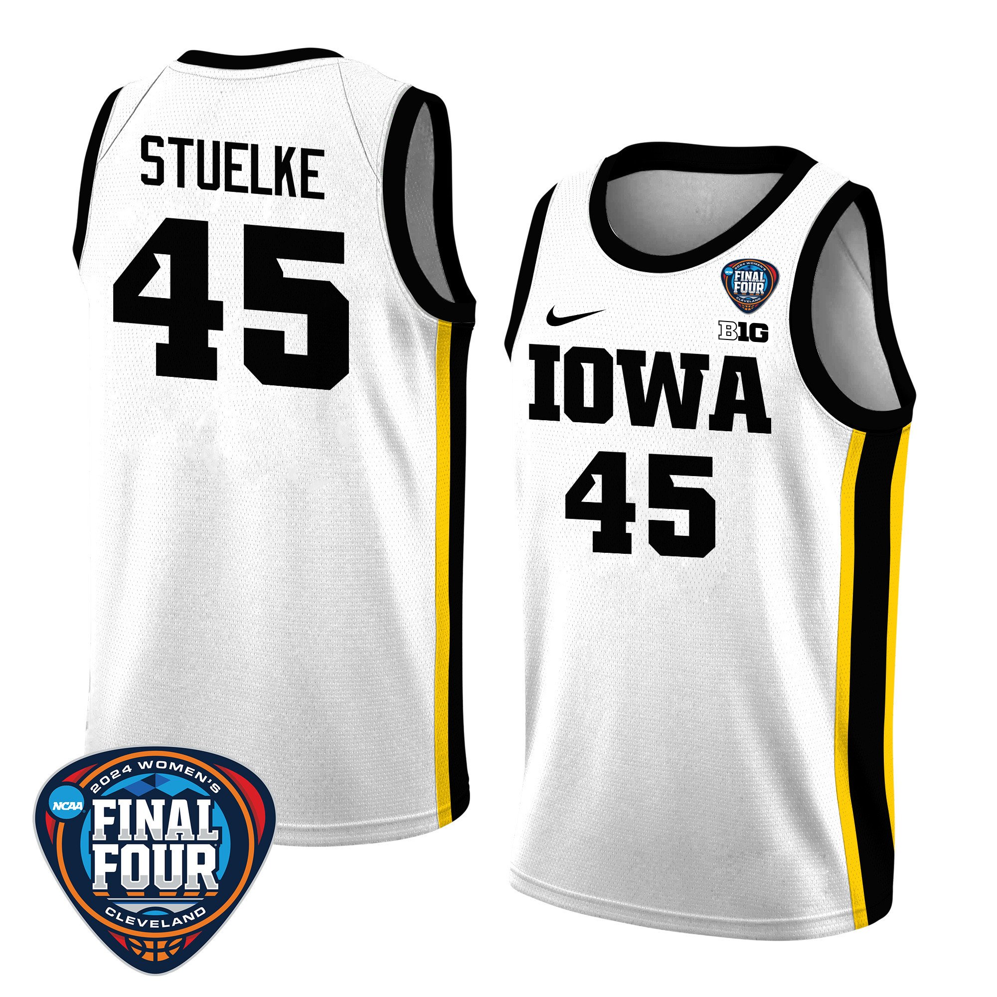 Hannah Stuelke 45 Iowa Hawkeyes 2024 Final Four Patch Unisex NCAA Jersey Unisex