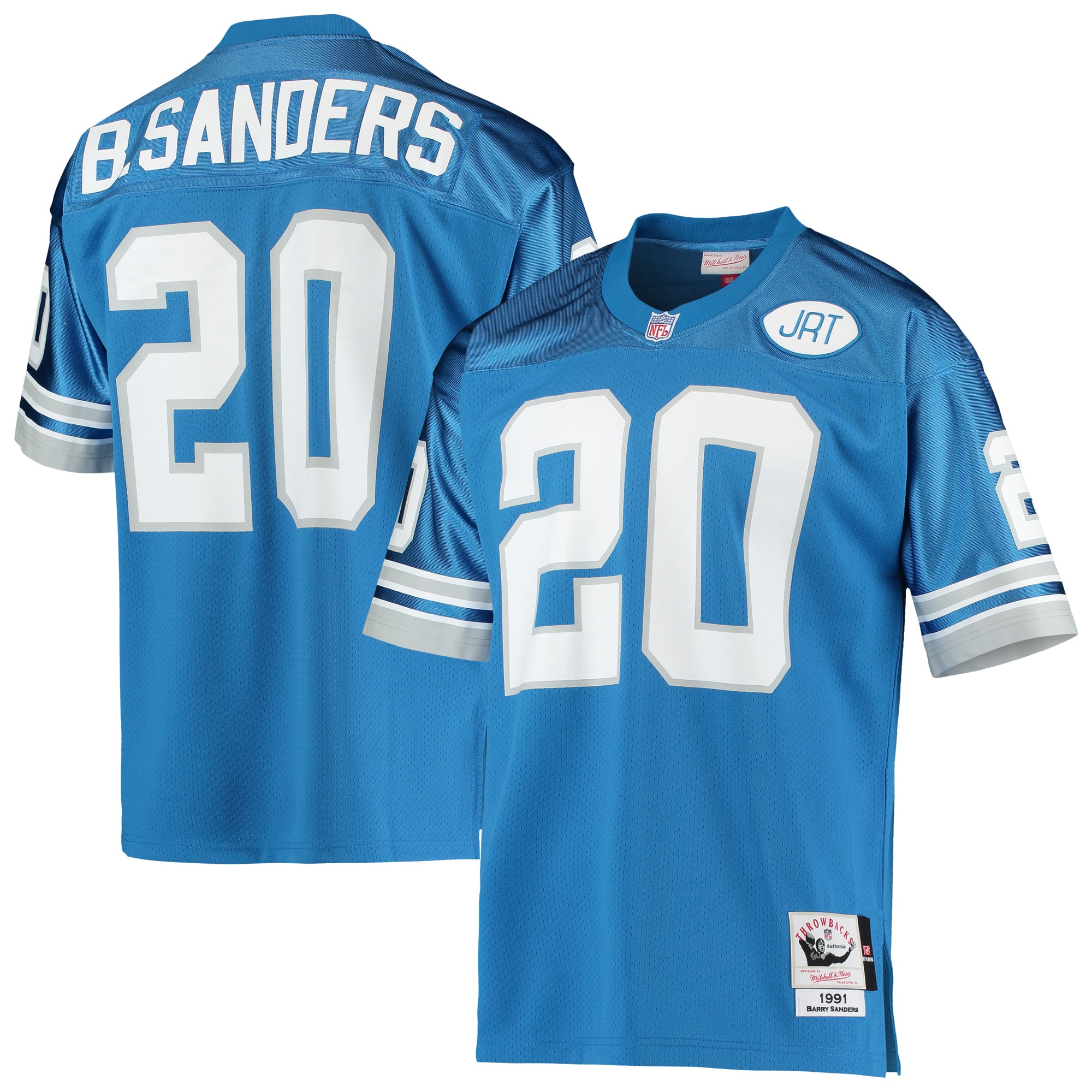 Detroit Lions 1991 Barry Sanders Mitchell Ness Blue Throwback Retired Player NFL Jersey Men's