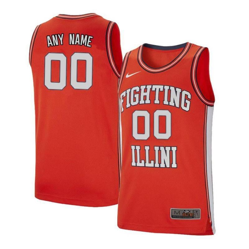 Elite Orange Retro Illinois Fighting Illini Custom NCAA Jersey Men's