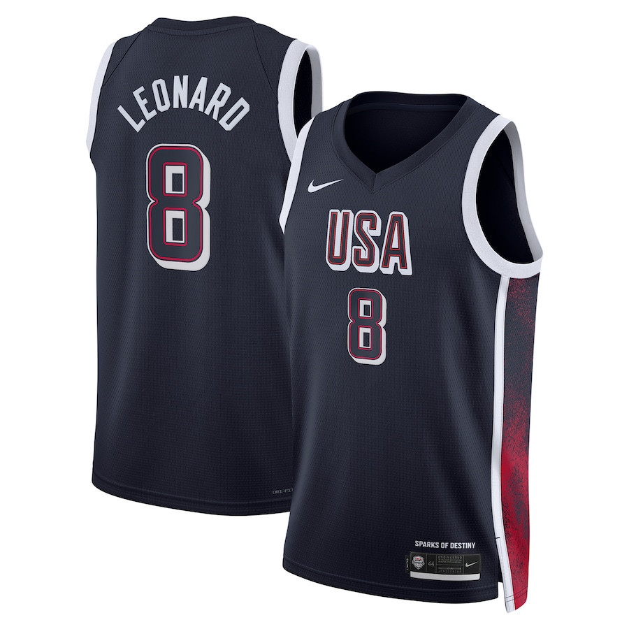 Kawhi Leonard 8 USA Unisex 2024 Swingman Player Navy NBA Jersey Unisex
