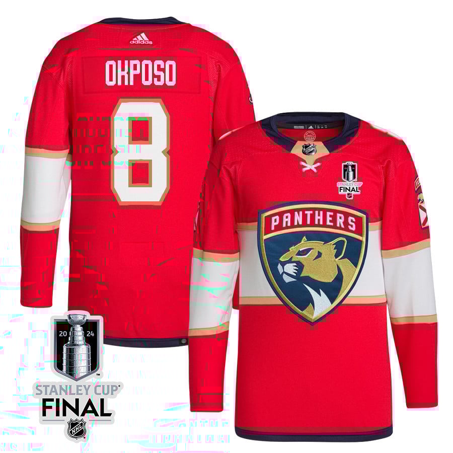 Kyle Okposo 8 Florida Panthers 2024 STANLEY CUP Final Home Breakaway Red NHL Jersey Men's