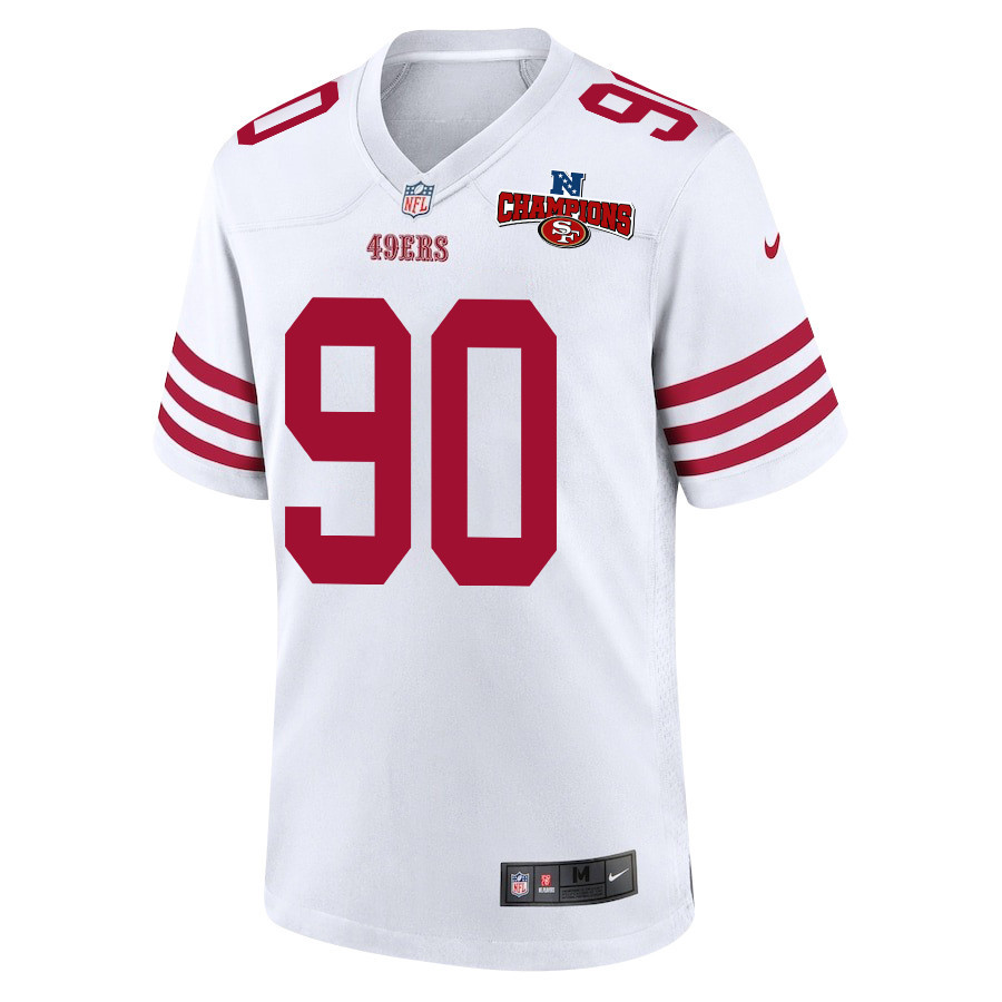 Kevin Givens 90 San Francisco 49ers NFC Champions Patch Game White NFL Jersey Men's