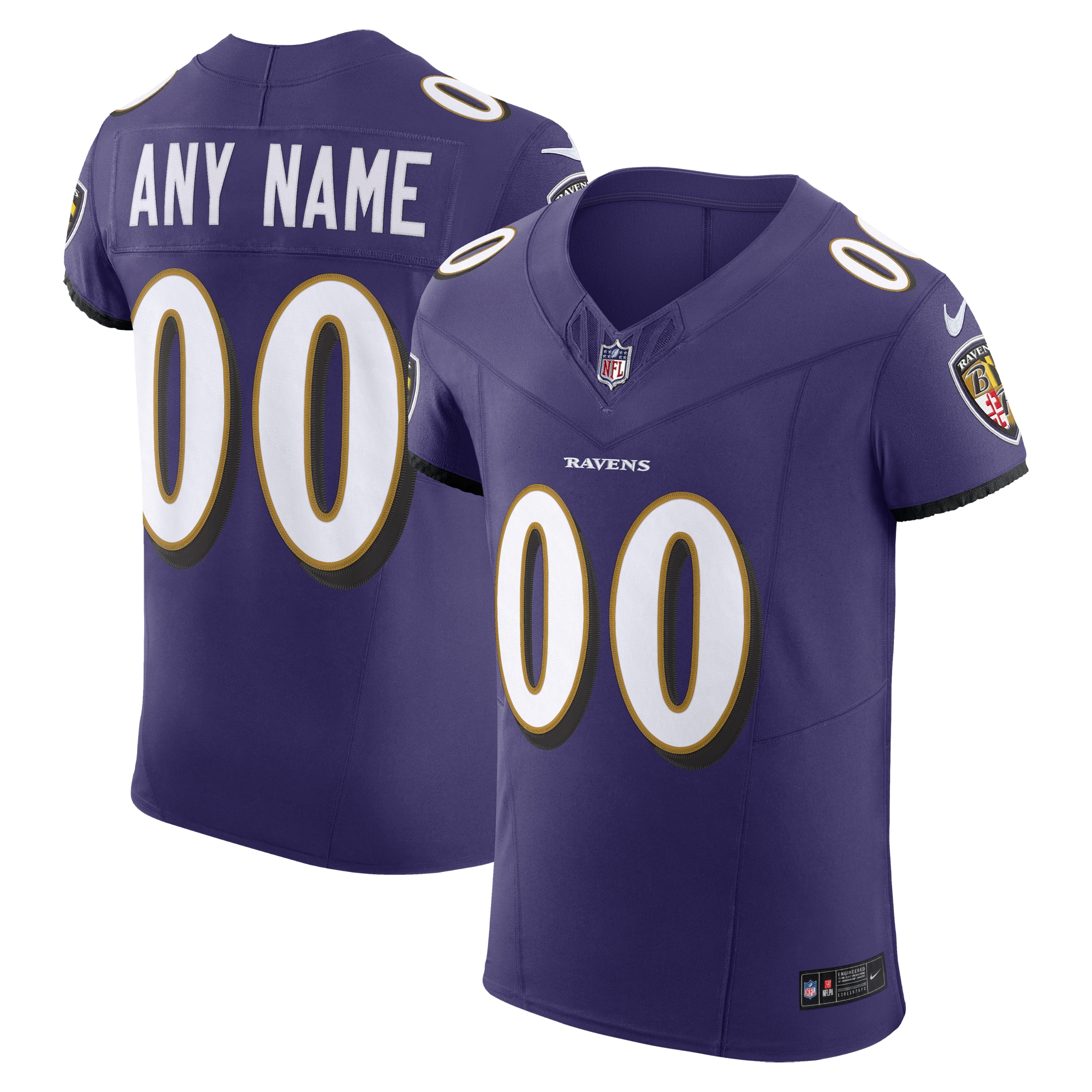 Baltimore Ravens Purple Vapor F.U.S.E. Elite Custom NFL Jersey Men's