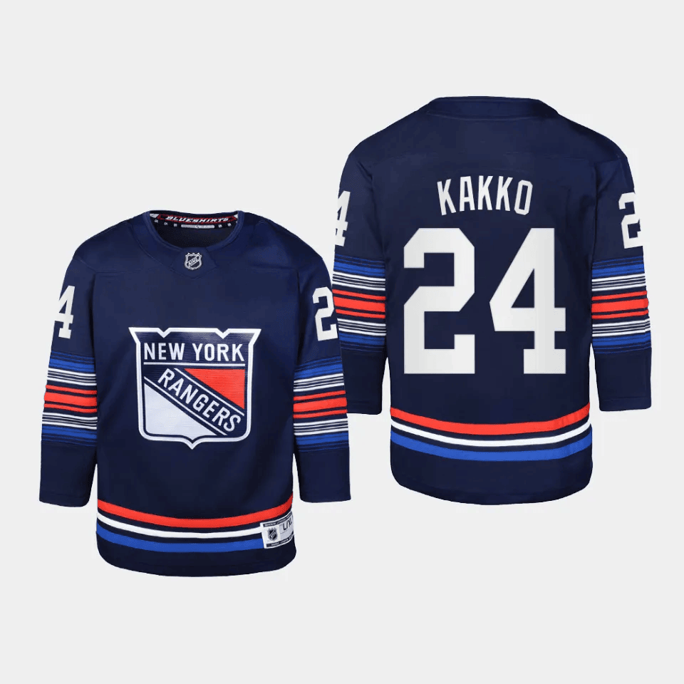 Kaapo Kakko 24 New York Rangers 2024 Alternate Third Navy NHL Jersey Youth
