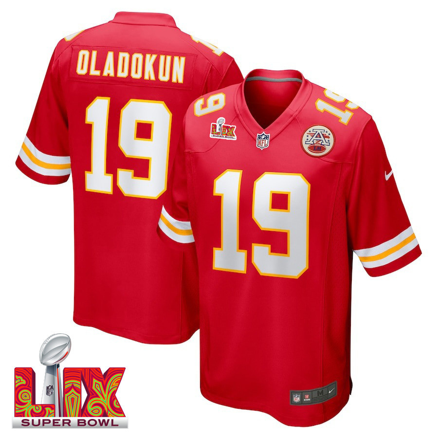Chris Oladokun #19 Kansas City Chiefs Super Bowl LIX Red NFL Jersey Men's