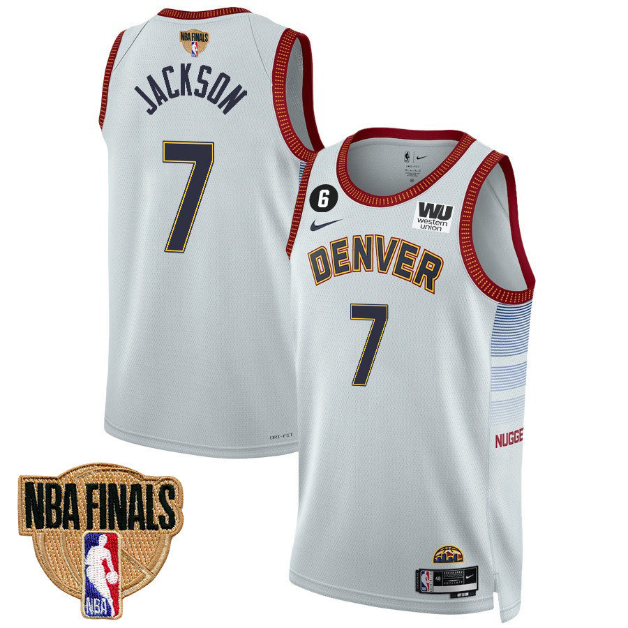 Reggie Jackson 7 Denver Nuggets Final Champions 2023 Swingma White NBA Jersey Youth