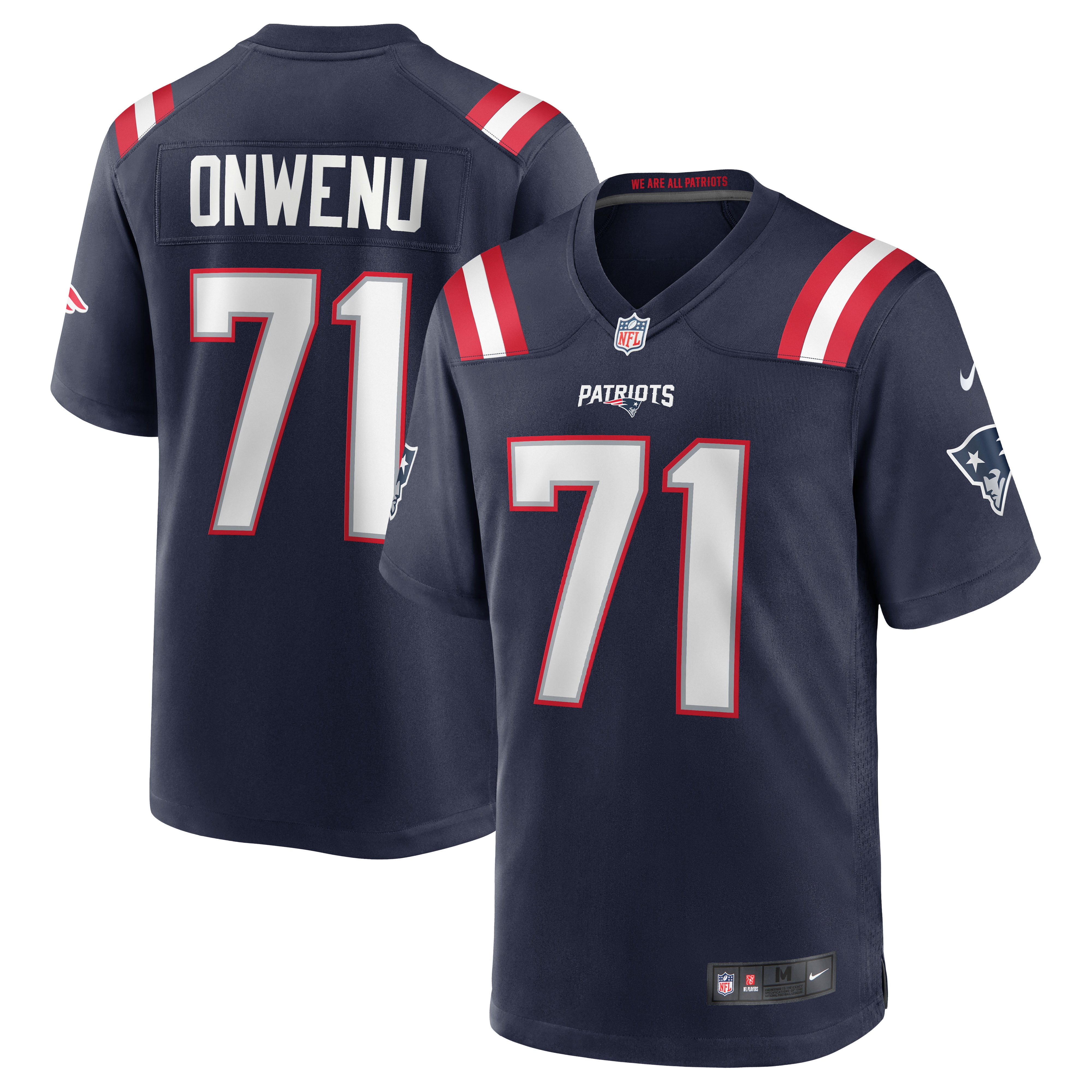 New England Patriots Mike Onwenu Navy Team Game NFL Jersey Men's