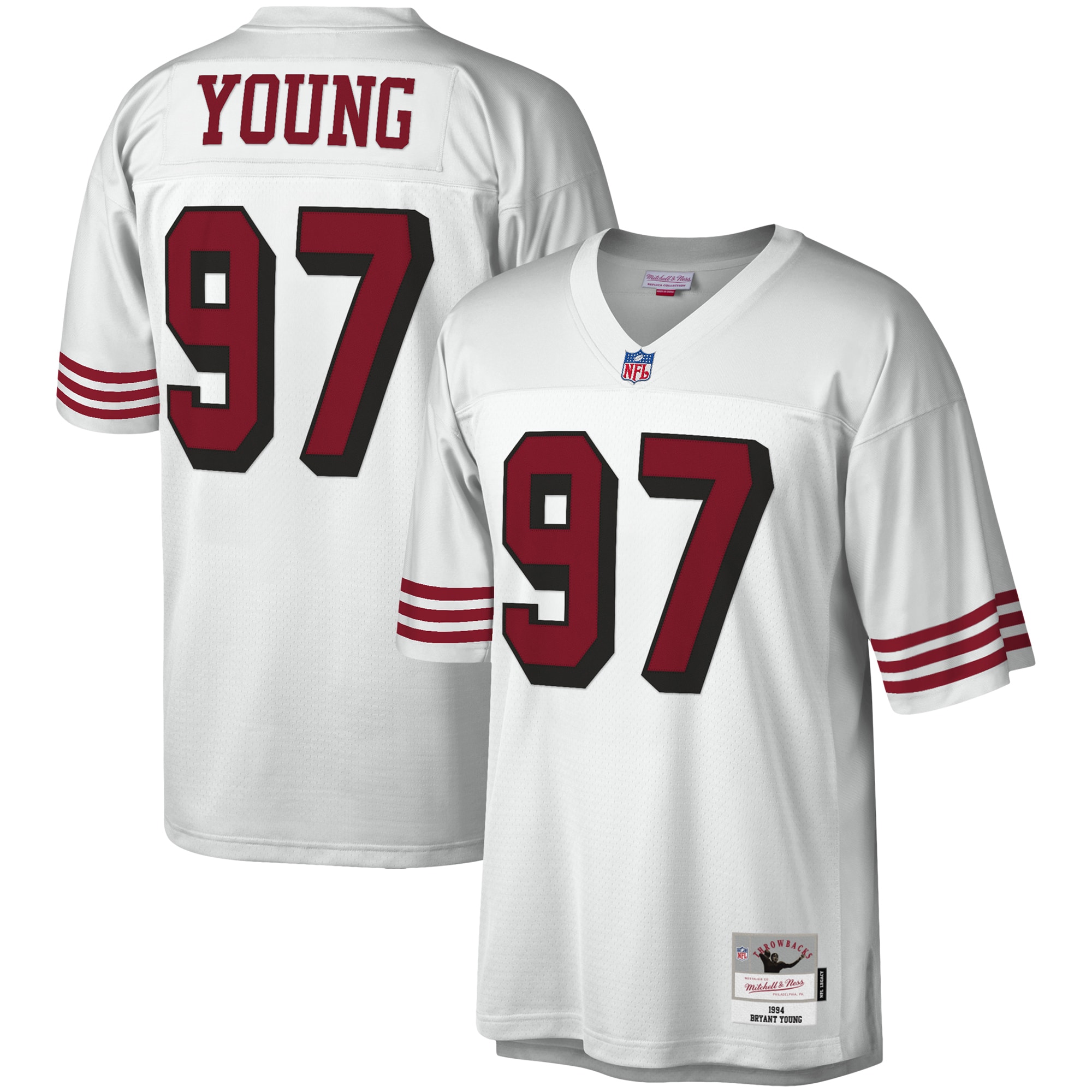 San Francisco 49ers Bryant Young Mitchell Ness White Legacy NFL Jersey Men's