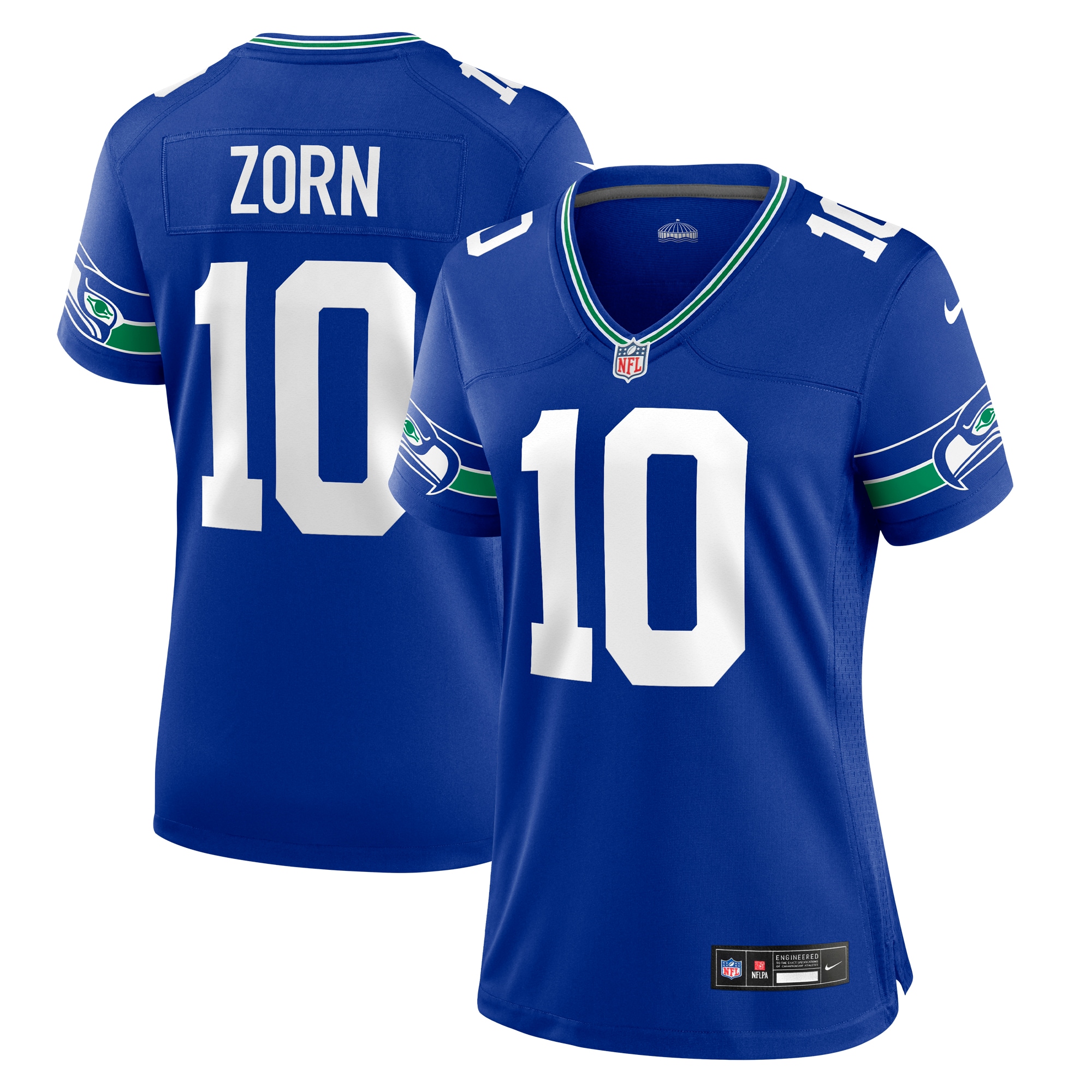 Seattle Seahawks Jim Zorn Royal Throwback Retired Player Game NFL Jersey Women's