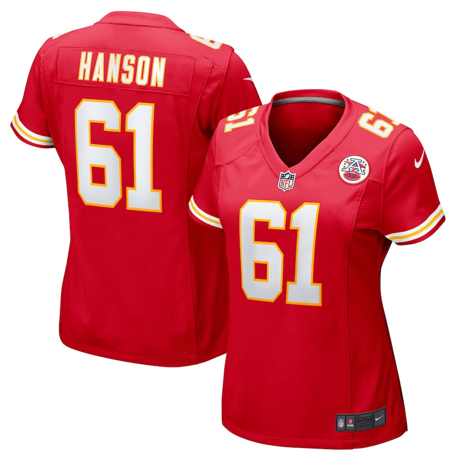 C.J. Hanson 61 Kansas City Chiefs Game Red NFL Jersey Women's