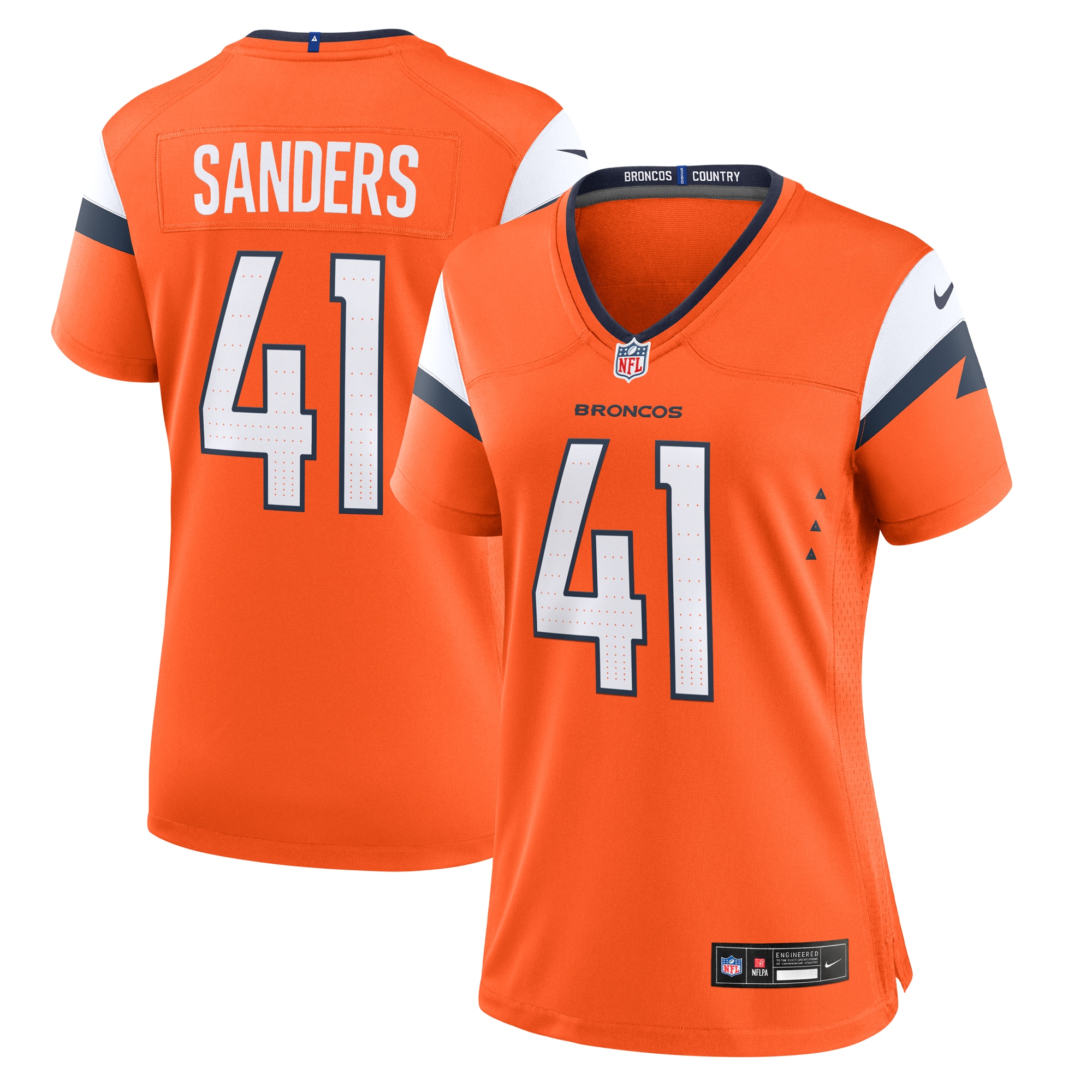 Denver Broncos Drew Sanders Orange Team Game NFL Jersey Women's