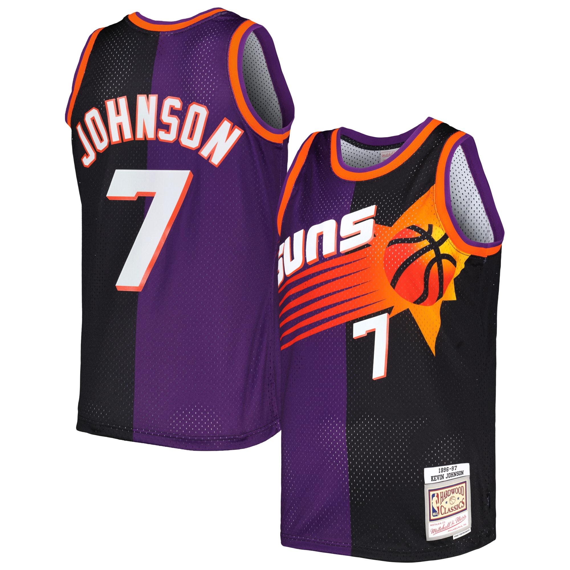 Mitchell Ness Kevin Johnson Purple/Black Phoenix Suns Hardwood Classics 1996/97 Split Swingman NBA Jersey Men's