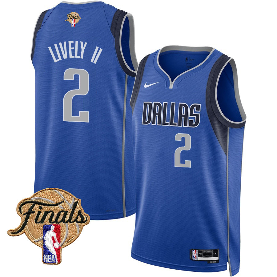 Dereck Lively II 2 Dallas Mavericks 2024 FINALS PATCH Swingman Icon Edition Blue NBA Jersey Men's