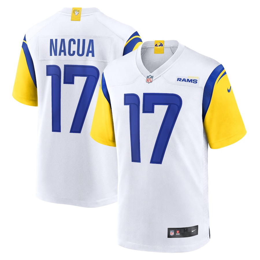 Puka Nacua 17 Los Angeles Rams Team Game White NFL Jersey Men's