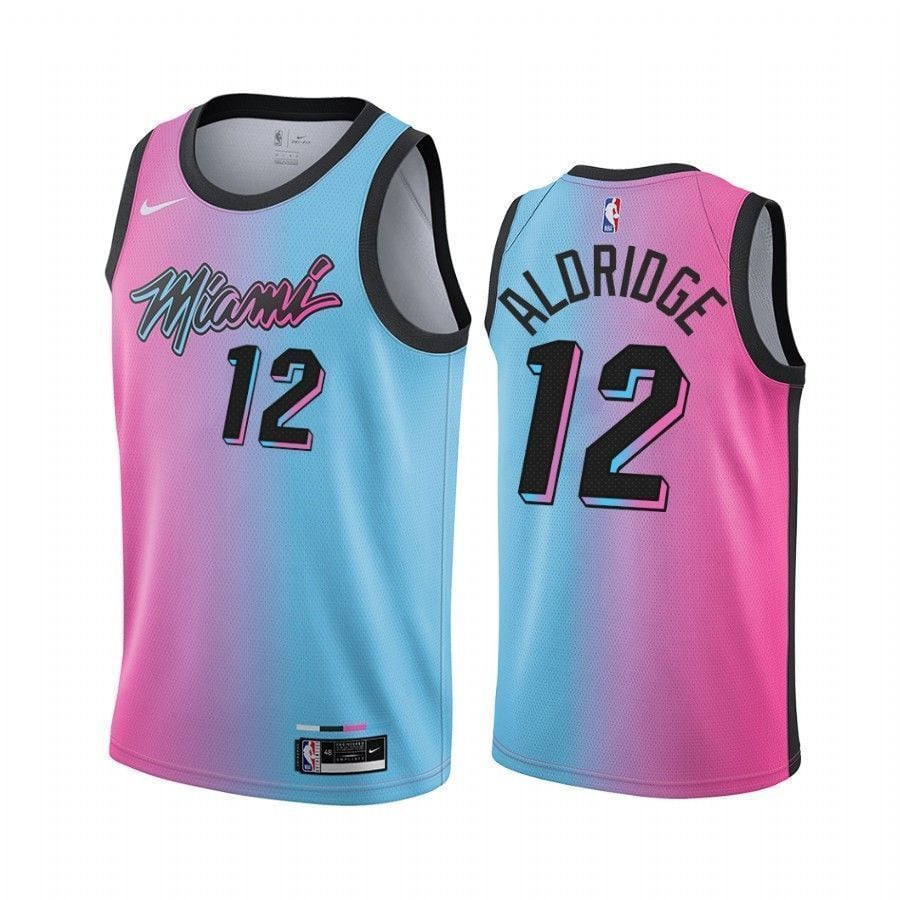 Lamarcus Aldridge Miami Heat Vicewave City Blue Pink 12 Trade NBA Jersey Men's