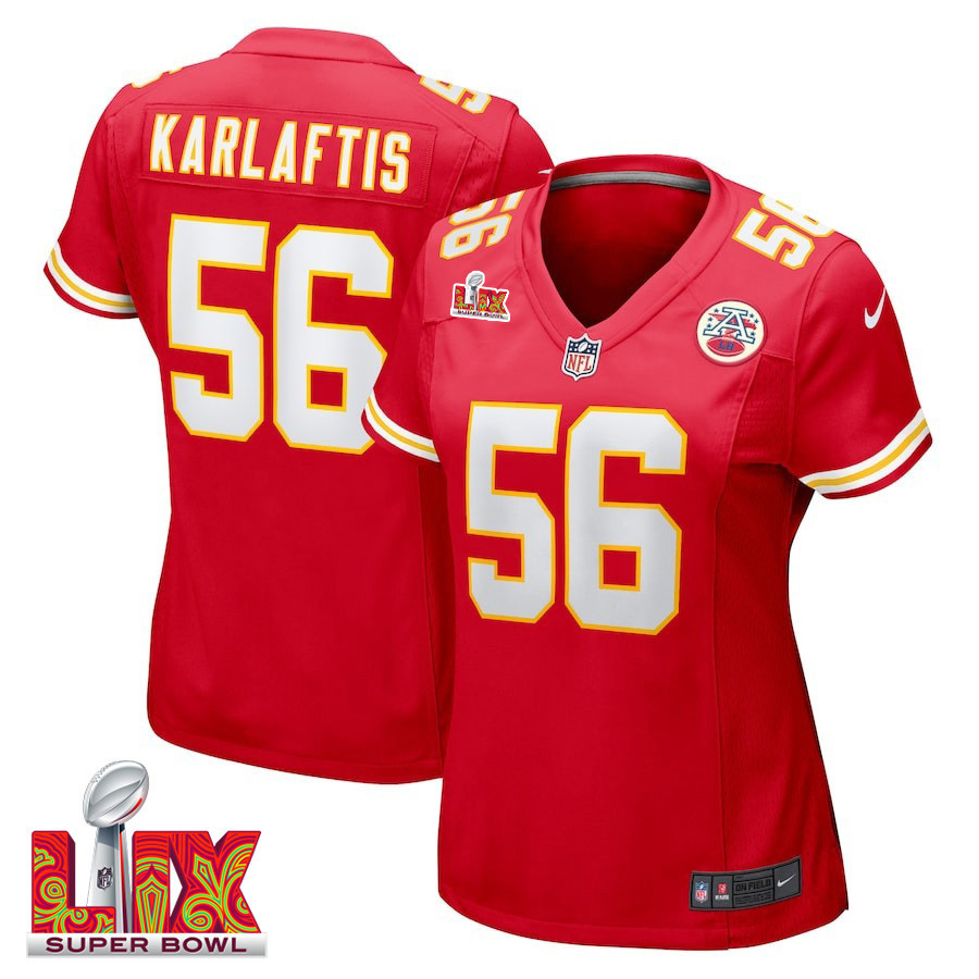 George Karlaftis #56 Kansas City Chiefs Super Bowl LIX Red NFL Jersey Women's