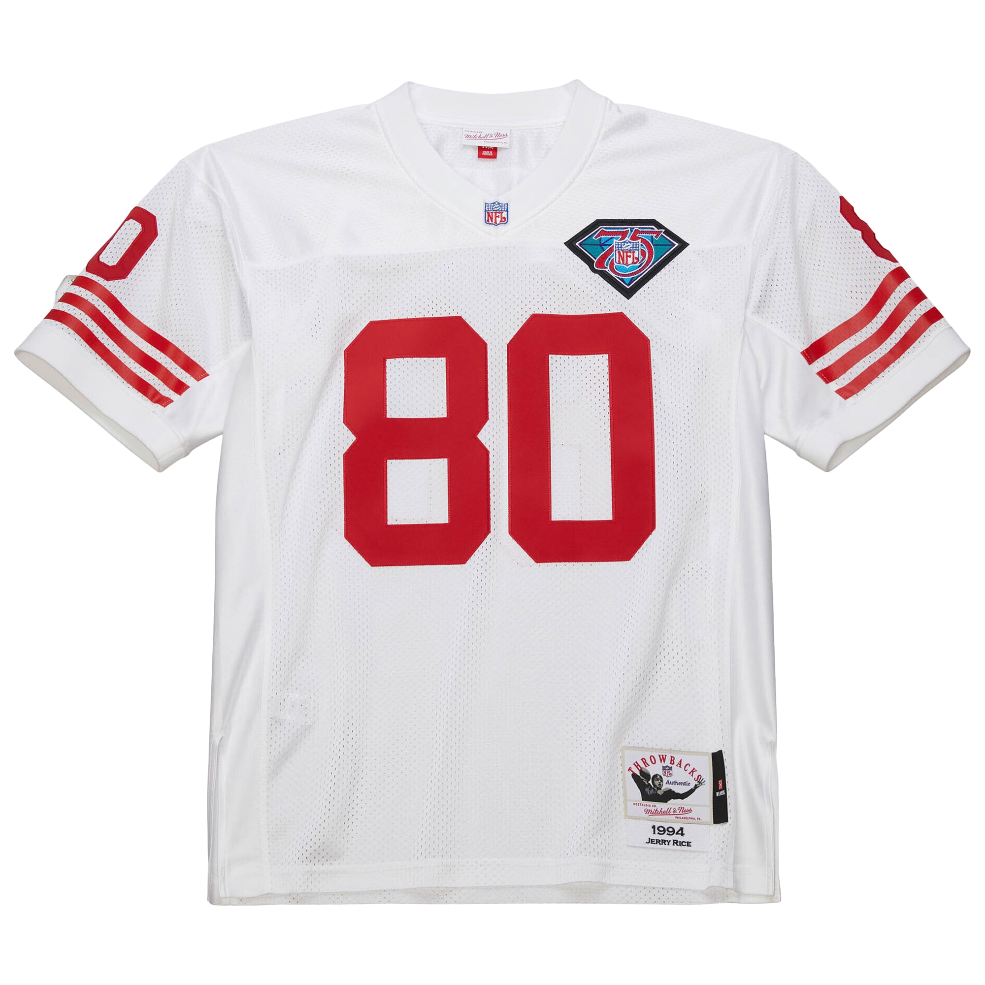 San Francisco 49ers 1994 Jerry Rice Mitchell Ness White Throwback Retired Player NFL Jersey Men's