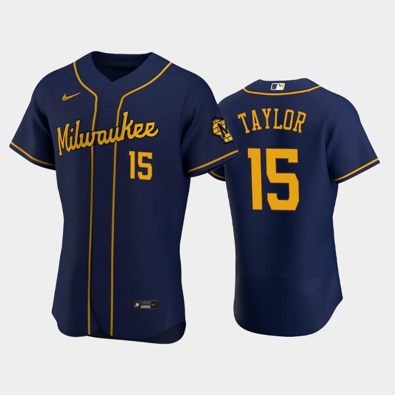 Milwaukee Brewers 15 Tyrone Taylor Alternate Team Navy MLB Jersey Men's
