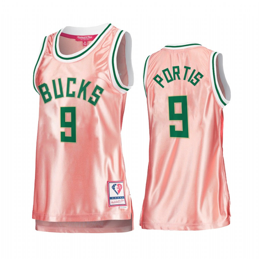 Milwaukee Bucks Bobby Portis 9 Rose Gold Pink 75th Anniversary NBA Jersey Women's