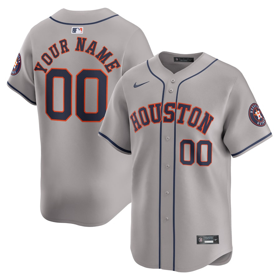 Houston Astros Away Limited Custom Gray MLB Jersey Men's