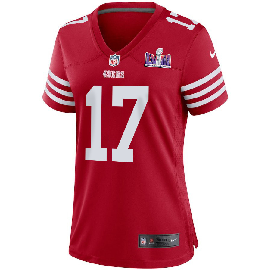 Brandon Allen 17 San Francisco 49ers Super Bowl LVIII Patch Game Scarlet NFL Jersey Women's