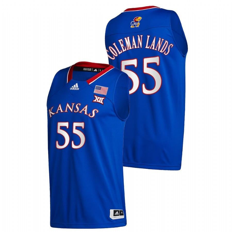 Jalen Coleman-Lands 55 Blue Kansas Jayhawks 2023 Away College NCAA Jersey Men's