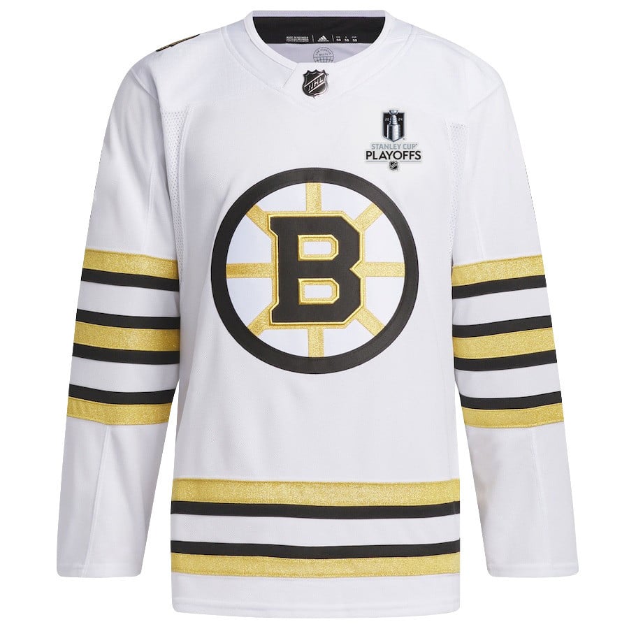 Boston Bruins 2024 Playoffs Patch Away White NHL Jersey Men's