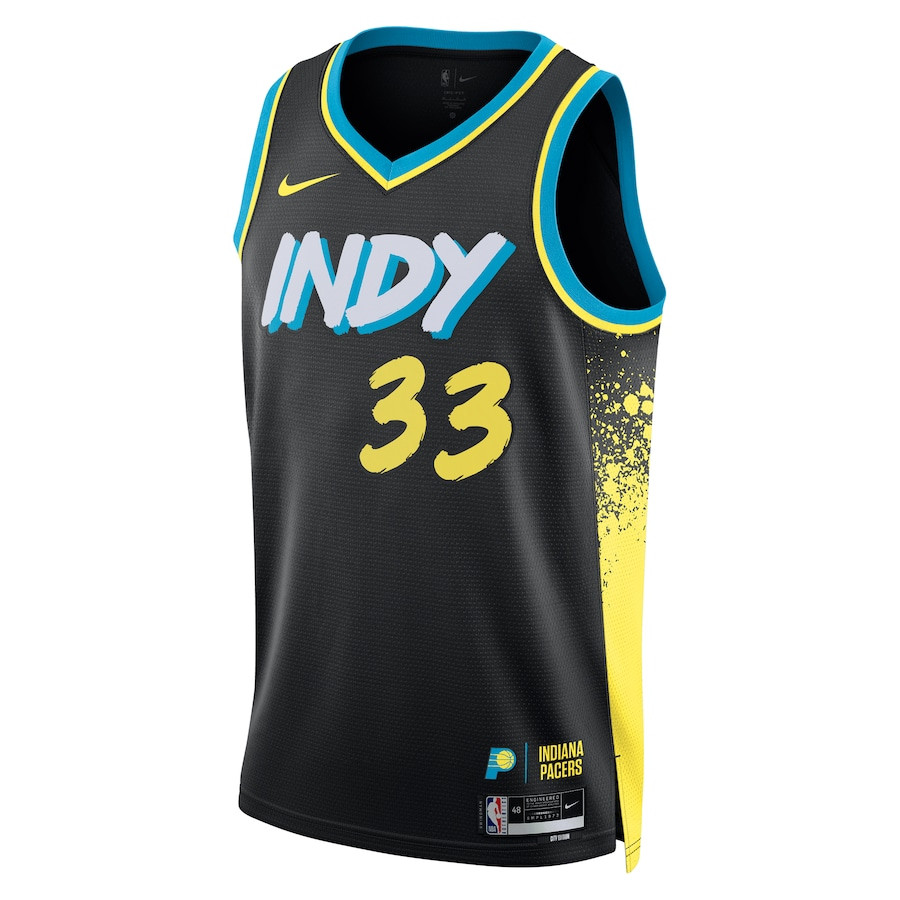 Myles Turner 33 Indiana Pacers 2023/24 City Edition Swingman Black NBA Jersey Men's