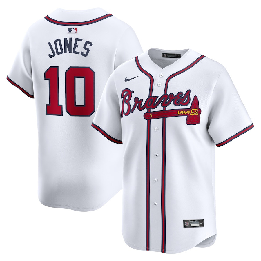 Chipper Jones 10 Atlanta Braves Home Limited Player White MLB Jersey Men's