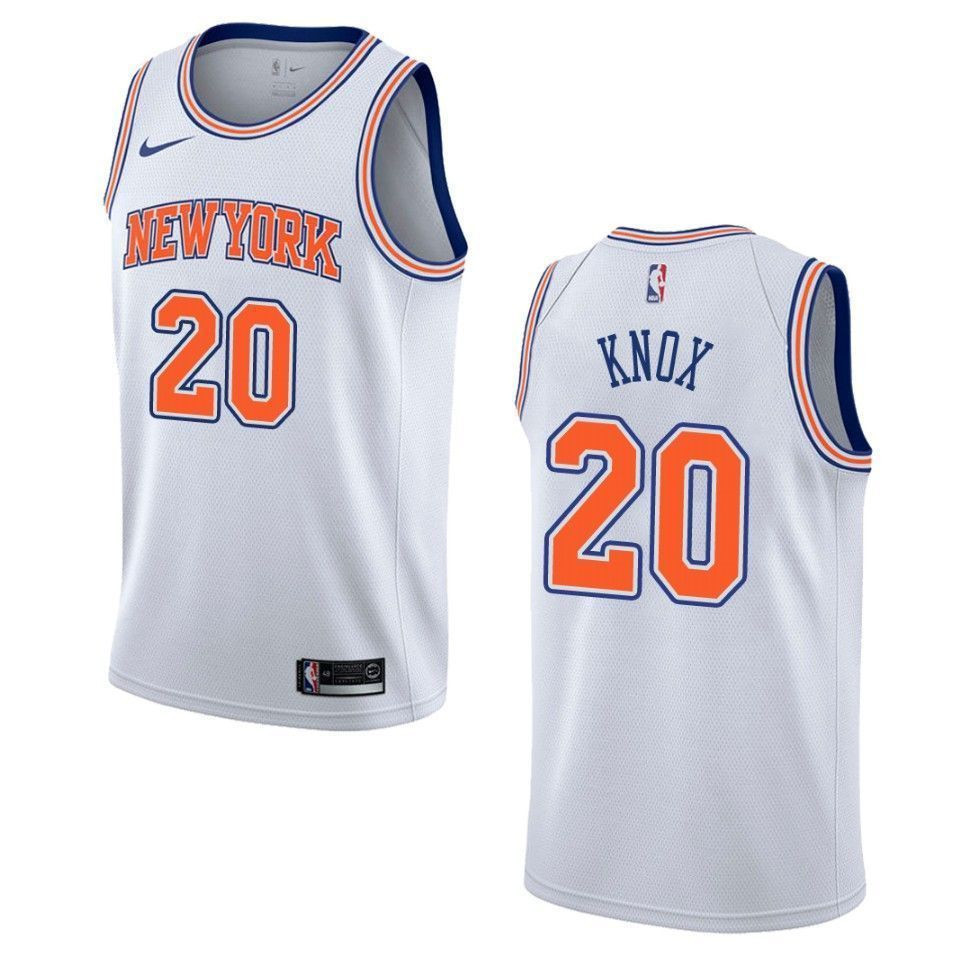 New York Knicks 20 Kevin Knox Statement Swingman White NBA Jersey Men's