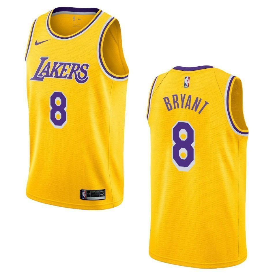 Los Angeles Lakers 8 Kobe Bryant Icon Swingman Gold NBA Jersey Men's