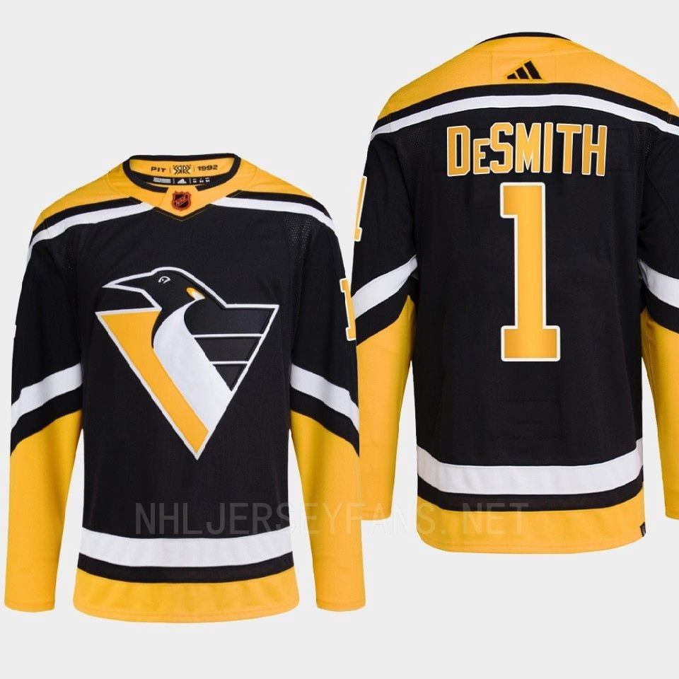 Pittsburgh Penguins 2022 Reverse Retro 2.0 Casey DeSmith 1 Black Primegreen NHL Jersey Men's