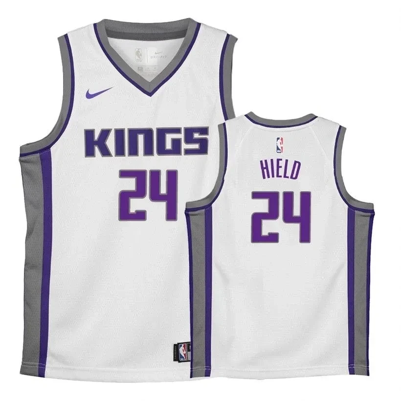 Kings Buddy Hield 24 Associatio White NBA Jersey Youth