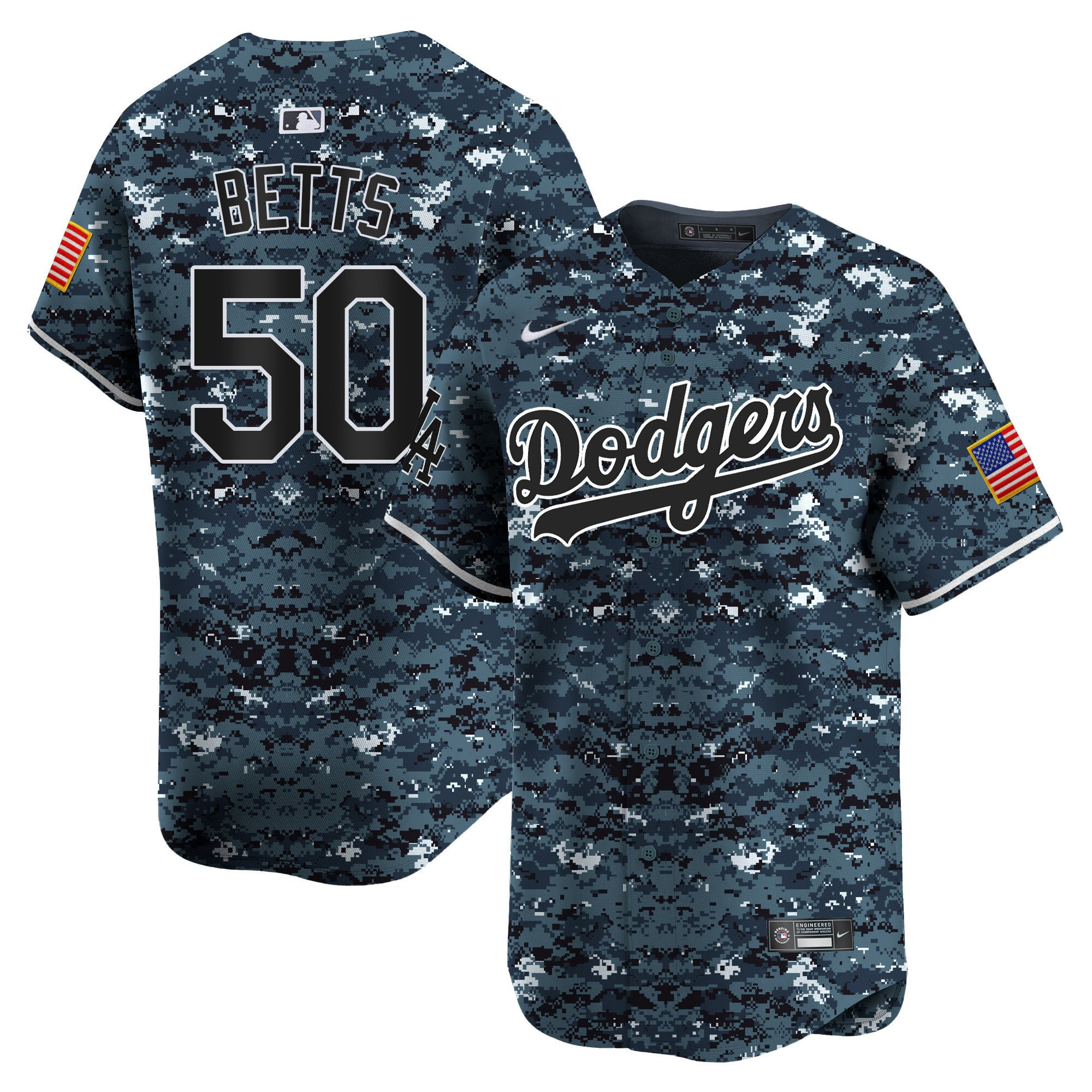 Mookie Betts 50 Los Angeles Dodgers USMC Alternate Limited Navy MLB Jersey Men's