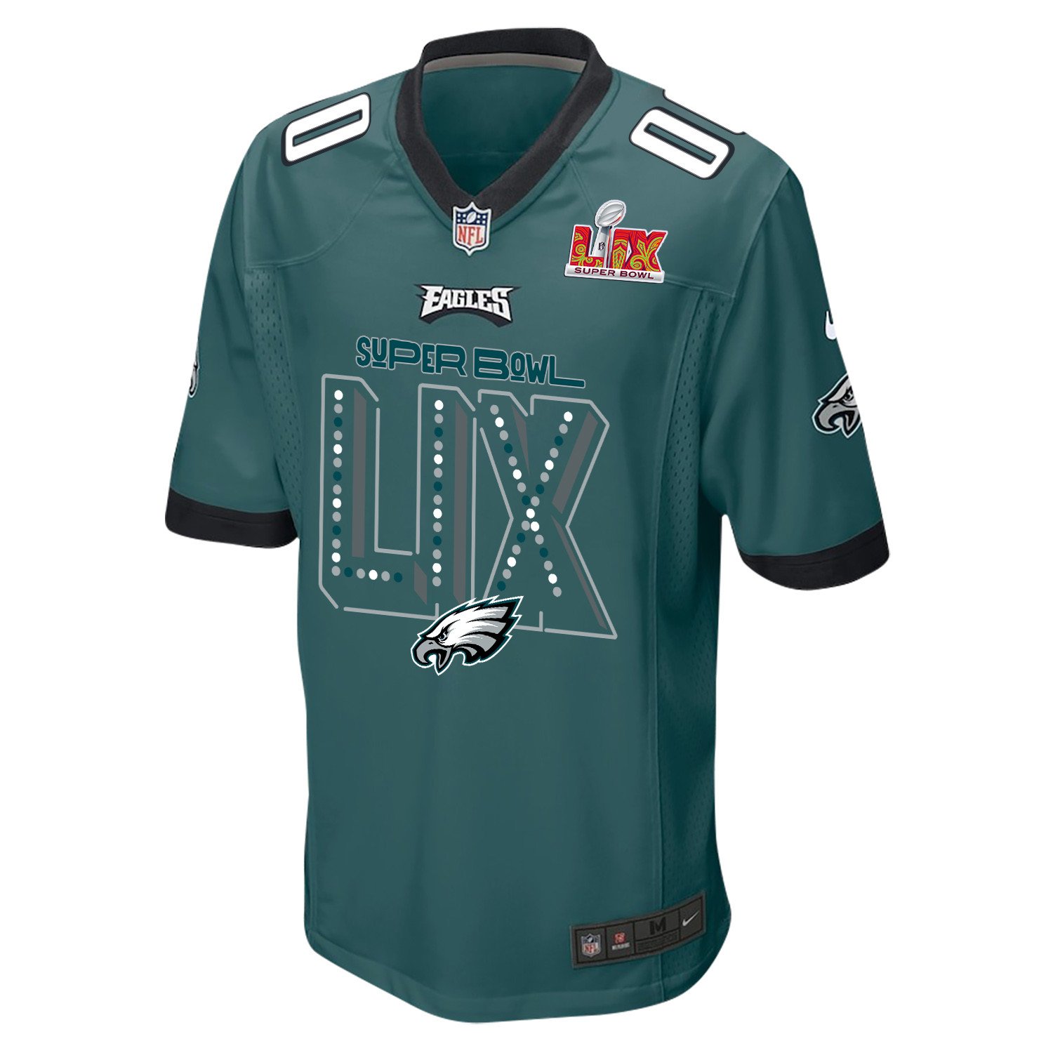 Philadelphia Eagles Super Bowl LIX V2 Game Custom Midnight Green NFL Jersey Men's